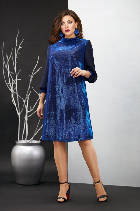 Вечернее платье Мублиз плюс 407 синий размер 46-56 #1