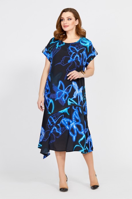Платье Мублиз плюс 527 черный + синий размер 54-58 #1