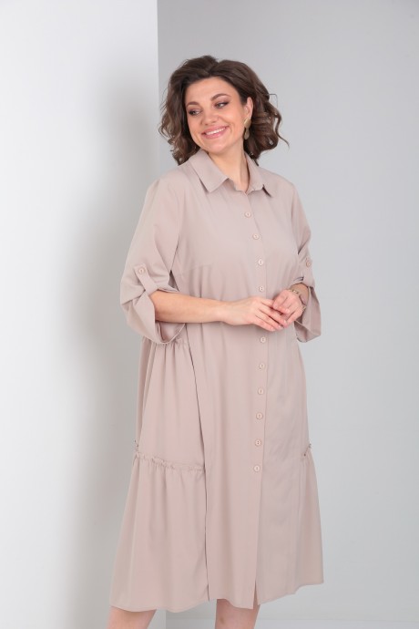 Платье Мублиз плюс 030 серо-бежевый размер 52-62 #3