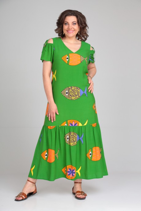 Платье Мублиз плюс 068 зеленый размер 46-56 #3