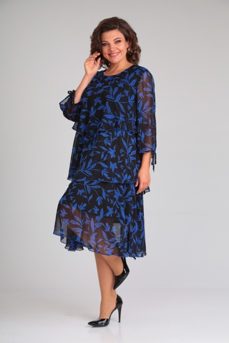Платье Мублиз плюс 105 синий,цветок размер 52-62 #2