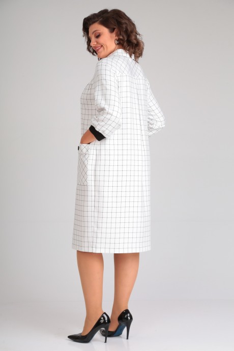 Платье Мублиз плюс 099 белый, клетка размер 52-56 #3