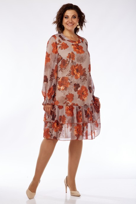 Платье Мублиз плюс 104 бежево-рыженький размер 50-60 #1
