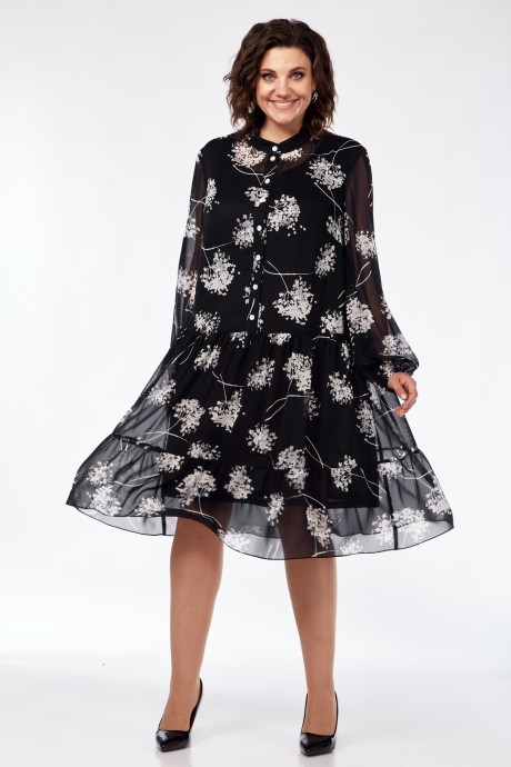 Платье Мублиз плюс 102 черный одуванчики размер 52-62 #2