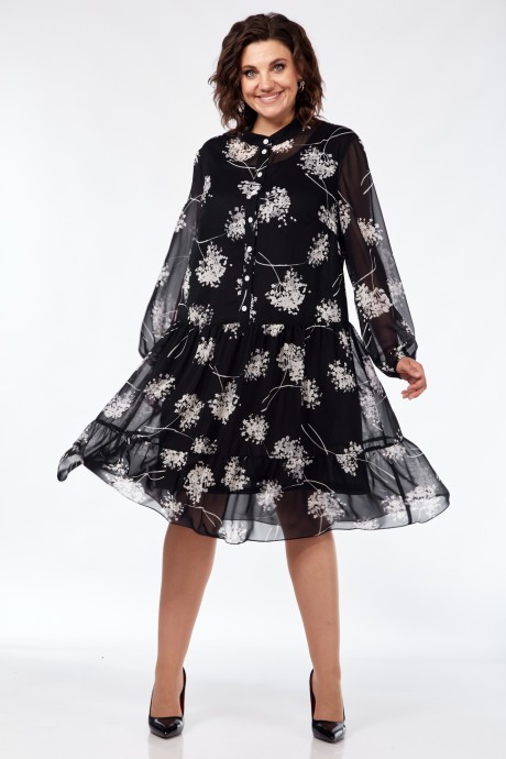 Платье Мублиз плюс 102 черный одуванчики размер 52-62 #3