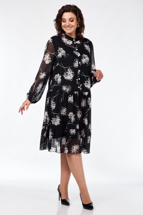 Платье Мублиз плюс 102 черный одуванчики размер 52-62 #4