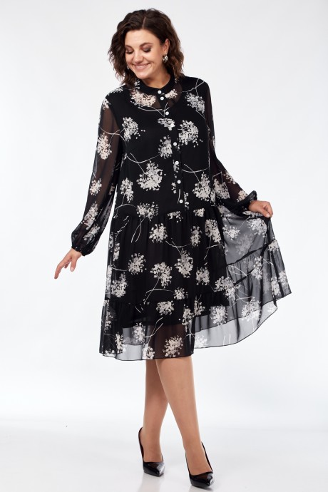Платье Мублиз плюс 102 черный одуванчики размер 52-62 #5