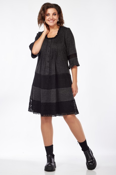 Платье Мублиз плюс 138 черный, серый размер 46-58 #2