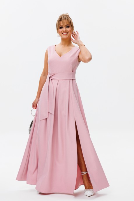 Вечернее платье Мублиз плюс 140 розовый, пудра размер 44-48 #2
