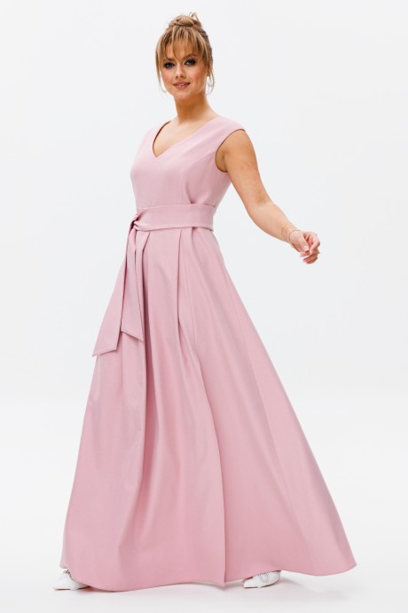 Вечернее платье Мублиз плюс 140 розовый, пудра размер 44-48 #3