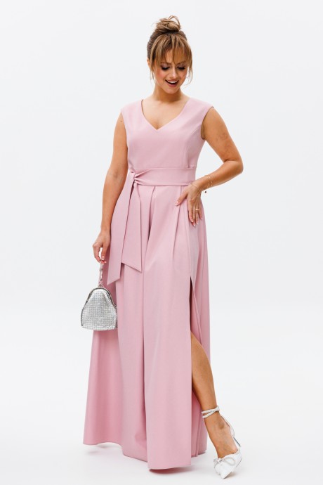 Вечернее платье Мублиз плюс 140 розовый, пудра размер 44-48 #4