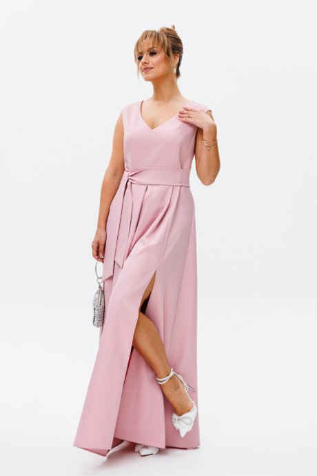 Вечернее платье Мублиз плюс 140 розовый, пудра размер 44-48 #5