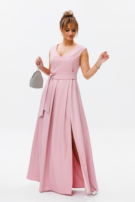 Вечернее платье Мублиз плюс 140 розовый, пудра размер 44-48 #6