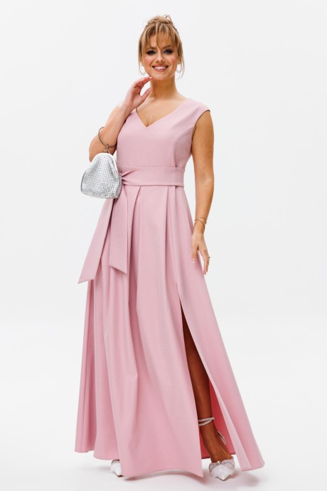 Вечернее платье Мублиз плюс 140 розовый, пудра размер 44-48 #7