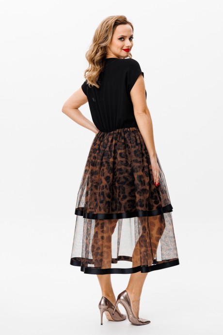 Вечернее платье Мублиз плюс 160 черное+леопард размер 46-50 #8