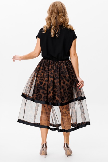 Вечернее платье Мублиз плюс 160 черное+леопард размер 46-50 #9