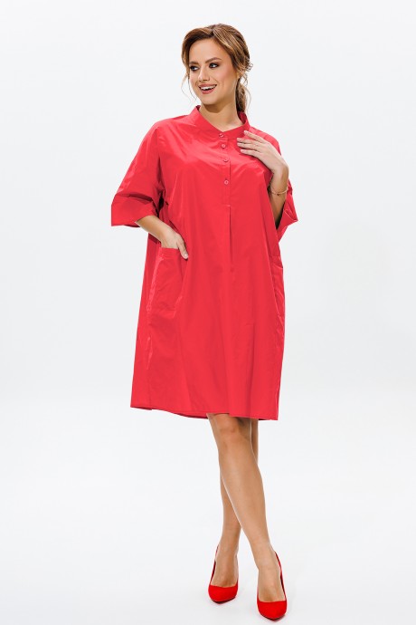 Платье Мублиз плюс 145 красный размер 48-52 #1
