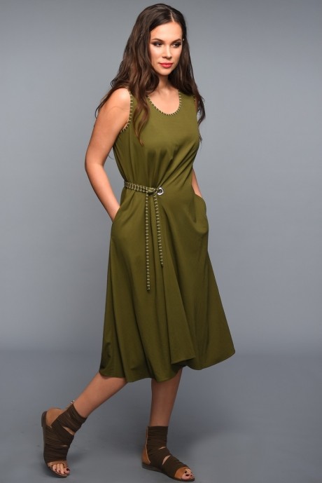 Платье Teffi Style 1334 хаки размер 44-52 #1