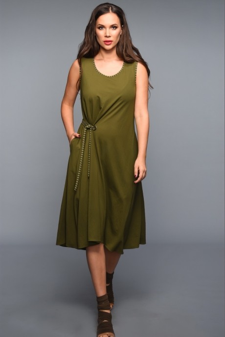 Платье Teffi Style 1334 хаки размер 44-52 #2