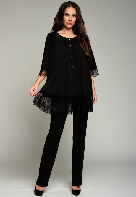 Блузка, туника, рубашка Teffi Style 1353 черный размер 50-60 #1