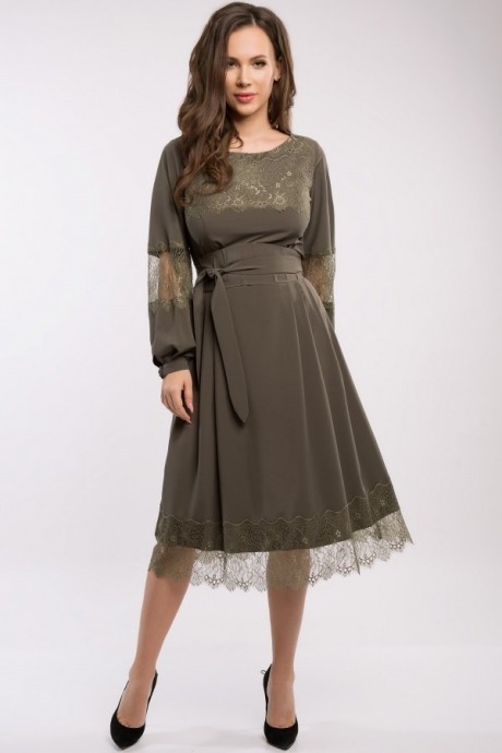 Платье Teffi Style 1358 хаки размер 46-56 #1