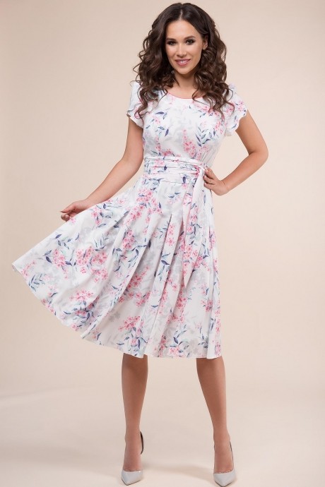 Платье Teffi Style 721/2 веточки на белом размер 46-56 #2
