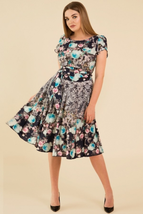 Платье Teffi Style 721 -3 бирюзовые цветы2 размер 52-56 #1
