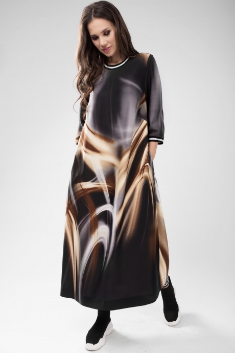 Платье Teffi Style 1432 коричневые разводы размер 48-58 #2