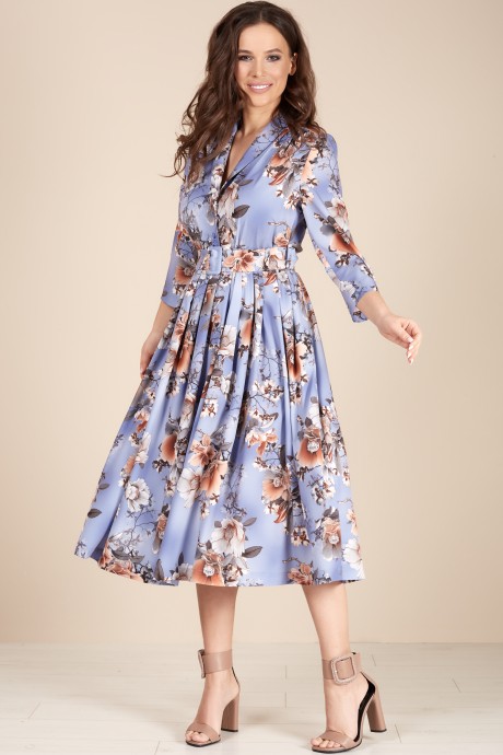 Платье Teffi Style 1425 цветы на голубом размер 44-54 #2