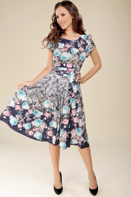 Платье Teffi Style 721/3 бирюзовые цветы размер 46-56 #2
