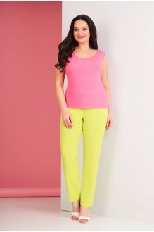 Ksenia Style 1479 розовый топ/желтые брюки #3