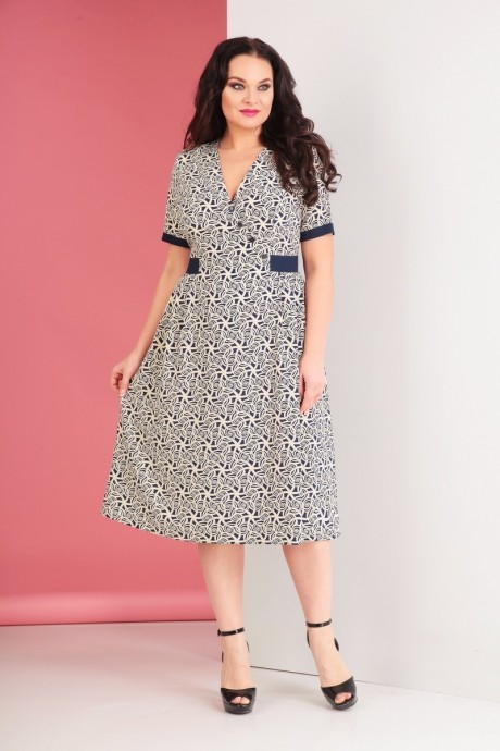 Платье Ksenia Style 1519 беж/синий размер 52-56 #1