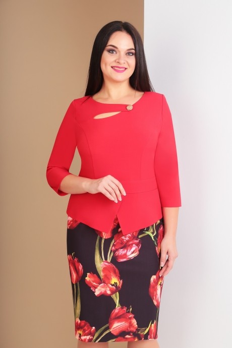 Платье Ksenia Style 1532А с красным размер 50-54 #2