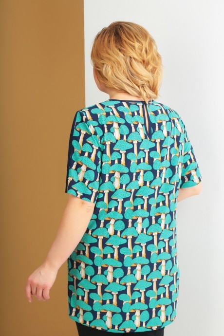 Блузка, туника, рубашка Ksenia Style 1555 т.синий верх/зеленый размер 60-64 #3