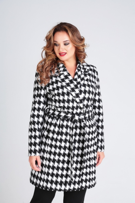 Пальто Ksenia Style 1700 черно-белый размер 48-52 #1