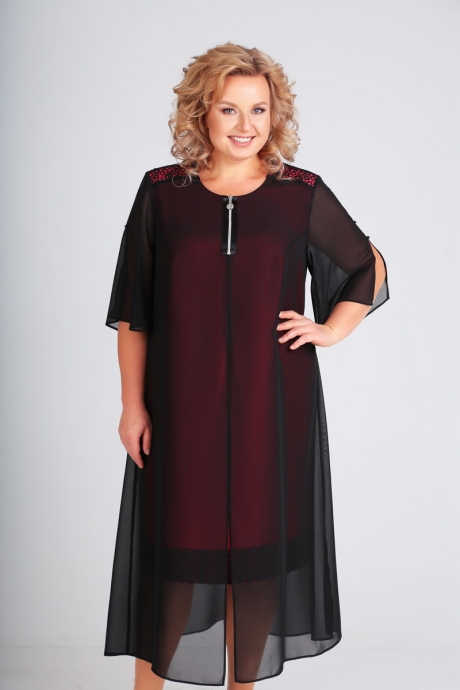 Вечернее платье Ksenia Style 1707 красный черный размер 60-64 #3