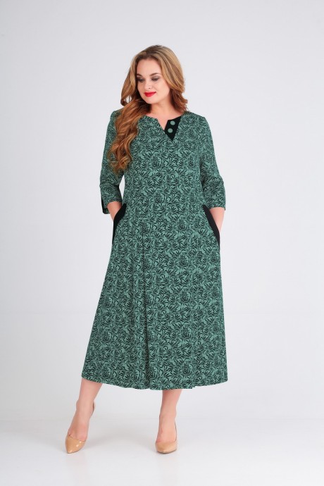 Платье Ksenia Style 1767 зеленый с черным размер 56-60 #1