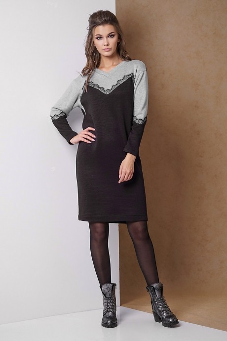 Платье Fantazia Mod 3294 черно-серое размер 46-52 #1