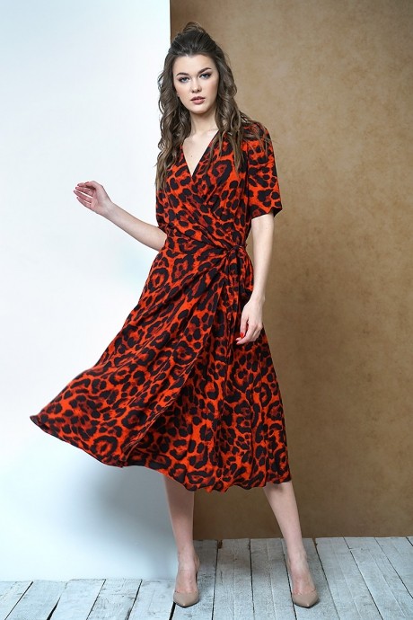 Платье Fantazia Mod 3387 красный леопард размер 46-52 #1