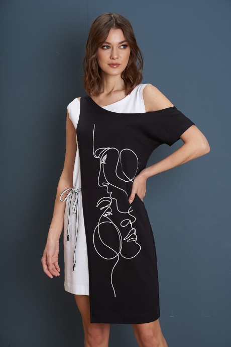 Платье Fantazia Mod 3946 чёрно-белый размер 46-52 #1
