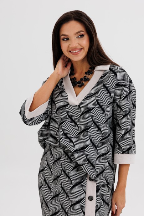 Костюм/комплект Fantazia Mod 5036 серый, черный принт размер 46-52 #2