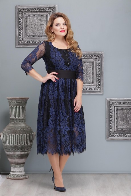 Вечернее платье Надин-Н 1451_1 синий/черный размер 44-48 #1