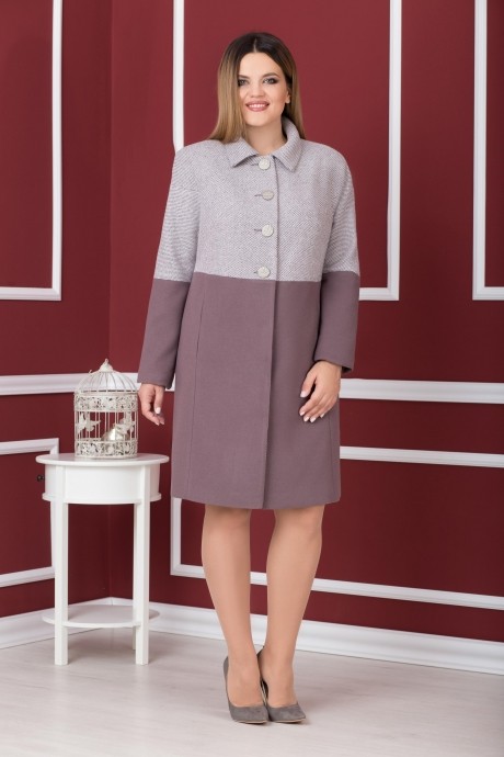 Пальто Надин-Н 1544 серый+фиолет размер 50-54 #1