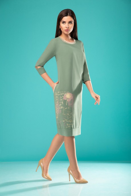 Платье Надин-Н 1729/1 оттенки зелени размер 50-54 #2
