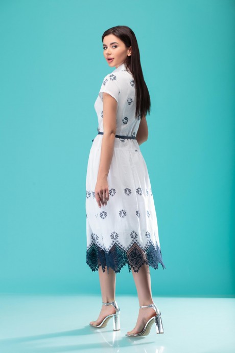 Платье Надин-Н 1704 Белый с синим кружевом размер 48-52 #2