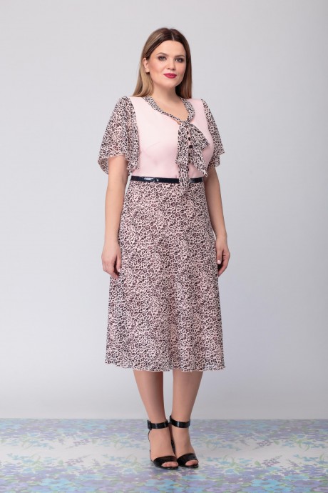 Вечернее платье Надин-Н 1632 розовый +леопард размер 50-54 #1