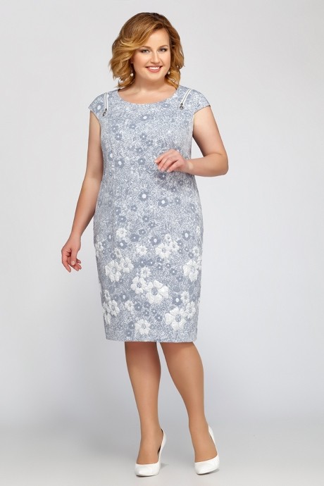 Платье ЛаКона 1124 серый с белым размер 54-58 #1