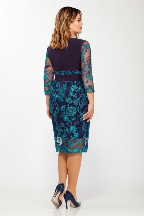 Вечернее платье ЛаКона 1140 темно-синий+бирюза размер 50-54 #2