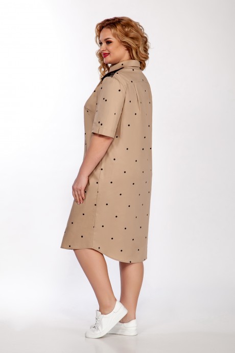 Платье ЛаКона 1356 песочный в горох размер 54-58 #2
