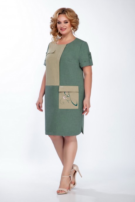 Платье ЛаКона 1381 хаки размер 52-56 #1